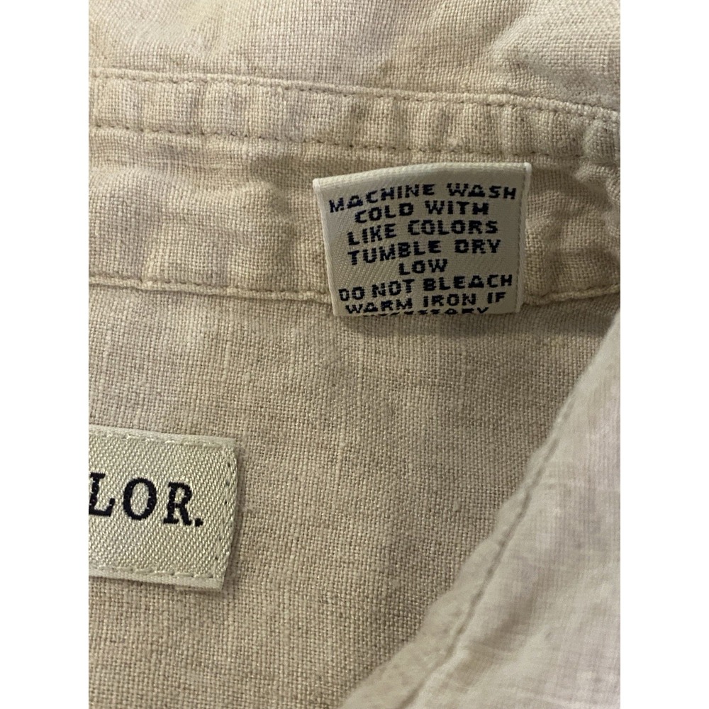 Ann Taylor Shirt Women Size 12 Linen Beige Long Sleeve Coastal Resort* - Picture 10 of 10